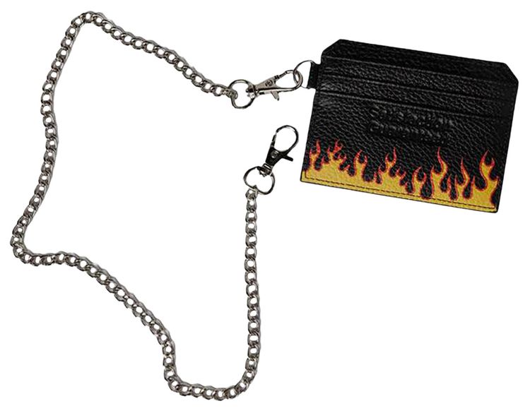 Pleasures Chain Leather Card Holder Black