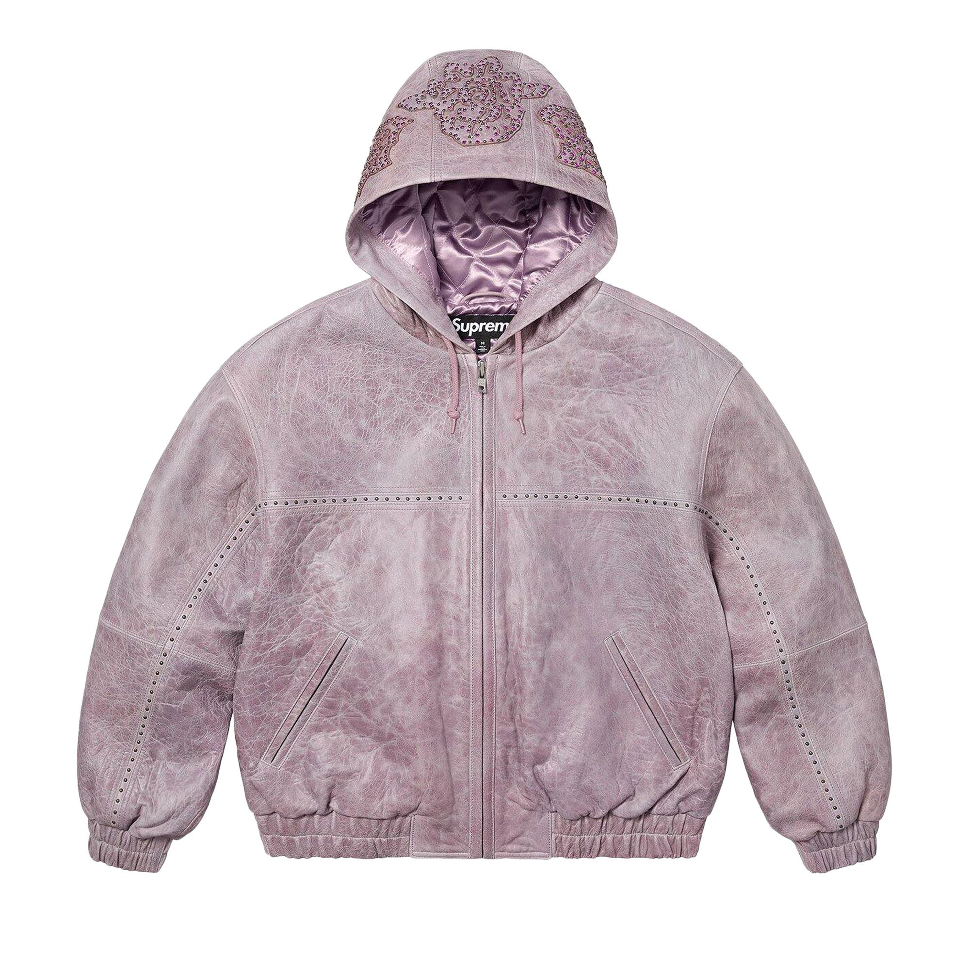 Buy Supreme Studded Hooded Leather Jacket 'Lilac' - SS25J61