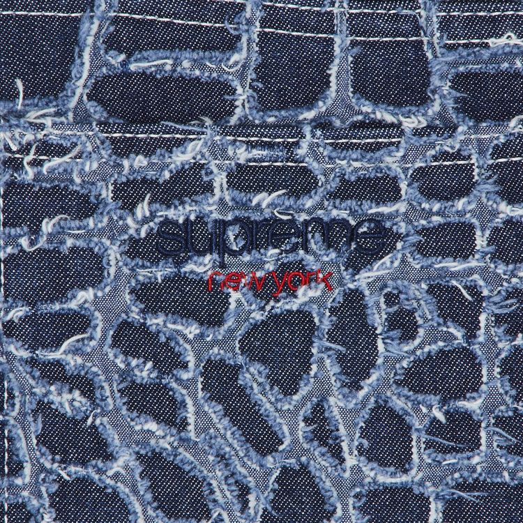 Supreme Frayed Croc Baggy Denim Short Indigo