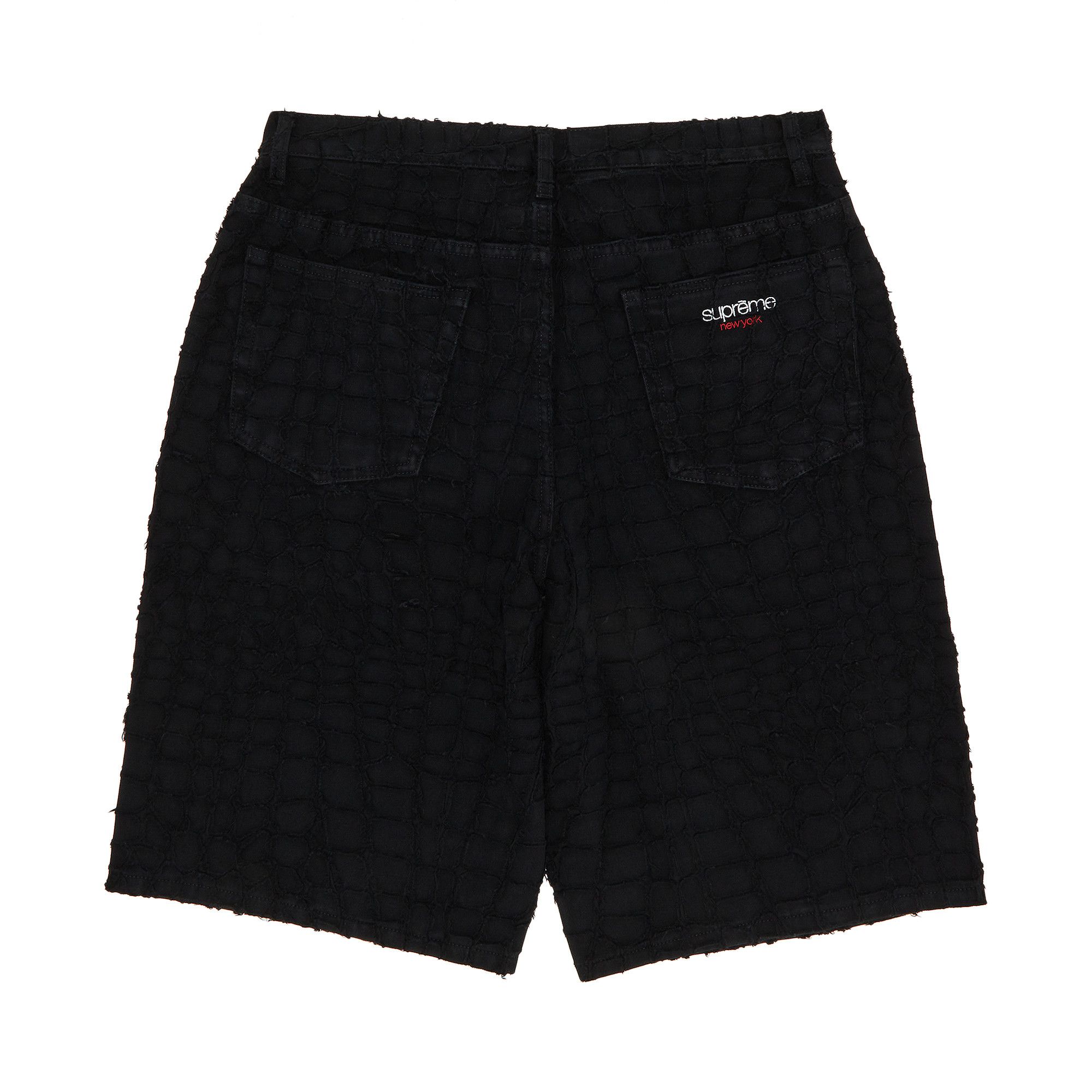 Buy Supreme Frayed Croc Baggy Denim Short 'Black' - SS25SH25