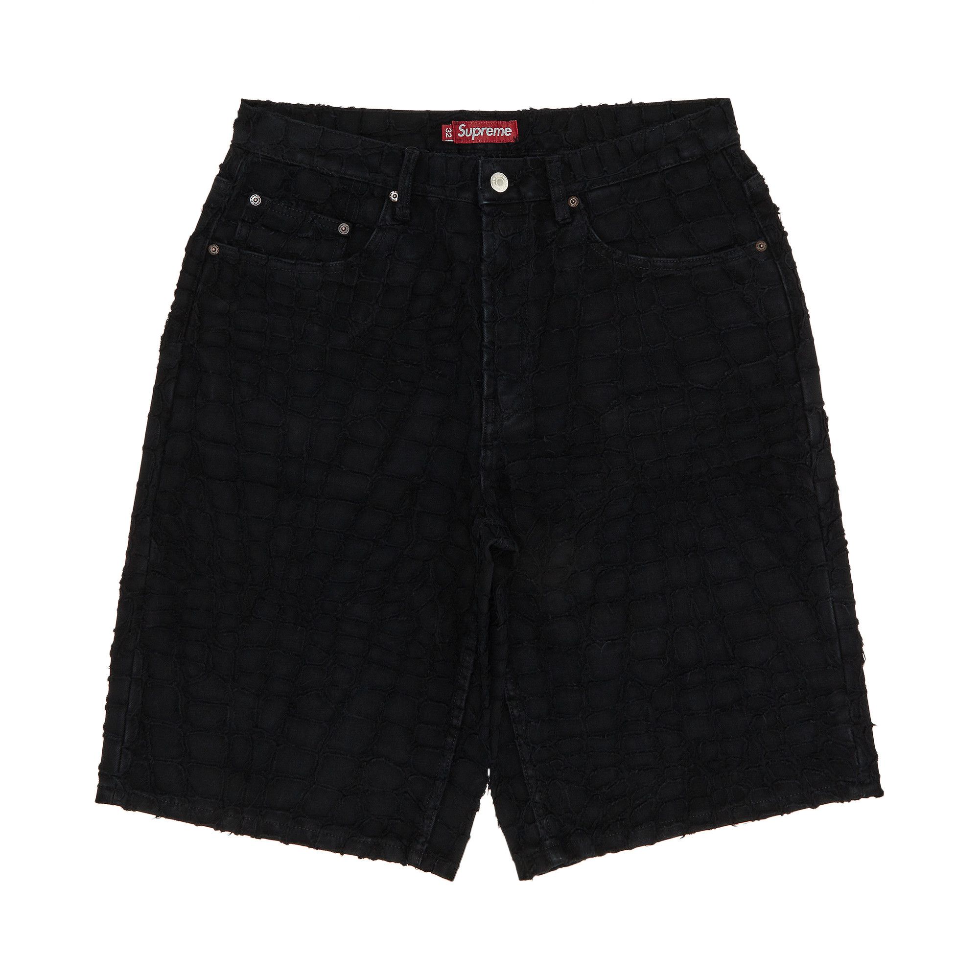 Buy Supreme Frayed Croc Baggy Denim Short 'Black' - SS25SH25