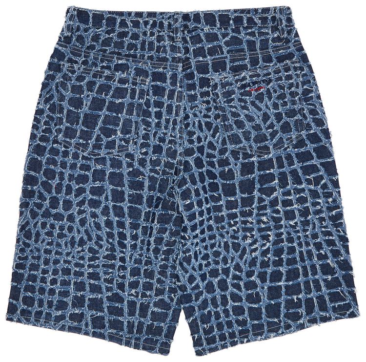 Supreme Frayed Croc Baggy Denim Short Indigo