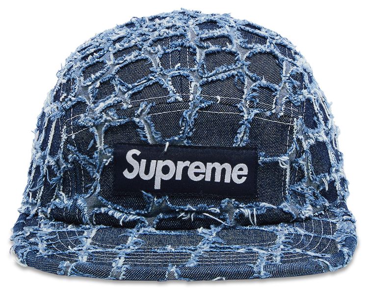 Supreme Frayed Croc Denim Camp Cap Indigo