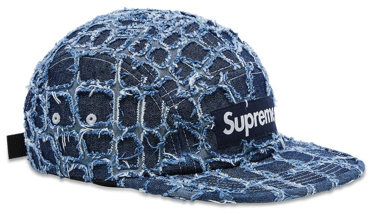 Supreme Frayed Croc Denim Camp Cap Indigo