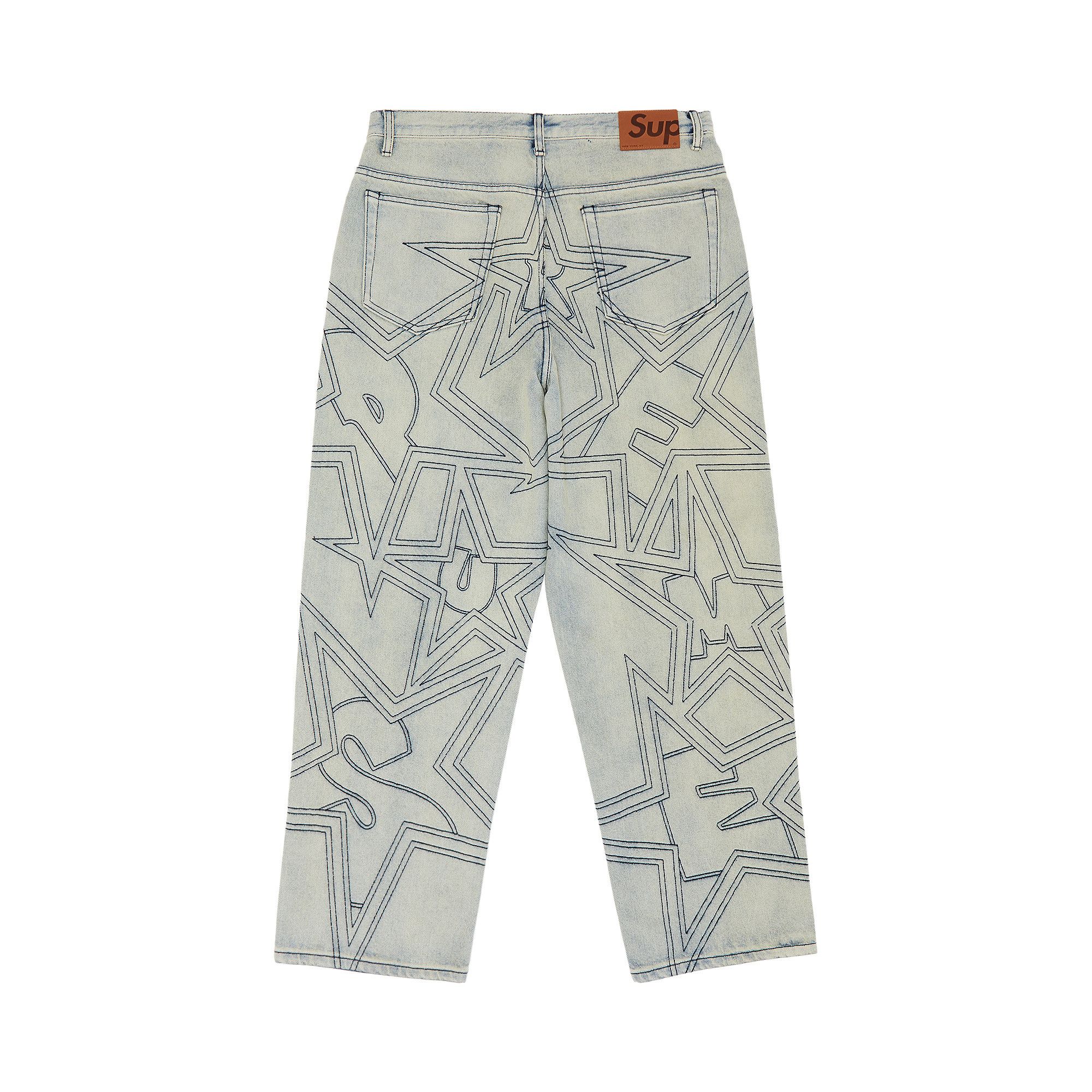 【正規取扱店】 Buy Supreme SS25P72 - 'Dirty' Jean Baggy Topstitch Stars パンツ