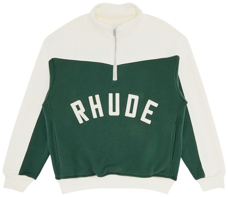 Rhude Monaco Half Zip Hunter GreenCream
