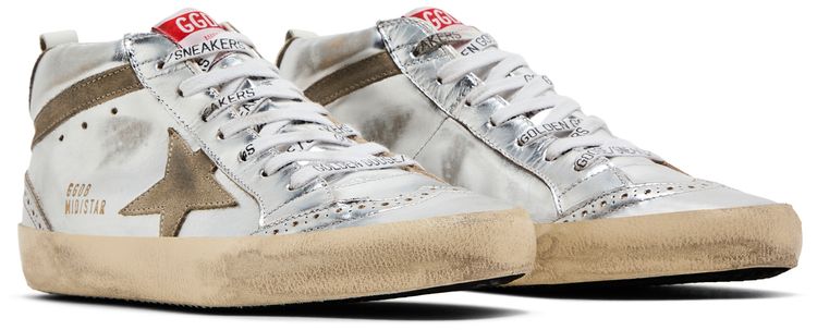 Golden Goose Wmns Mid Star Silver Laminated