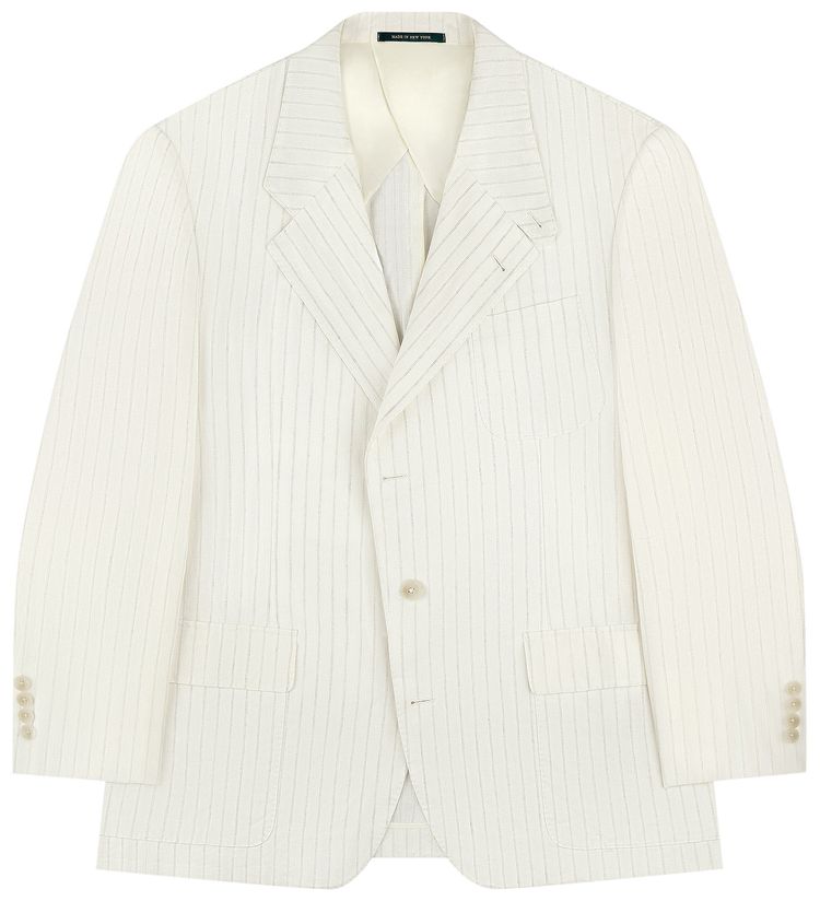 Aime Leon Dore Striped Linen Suit Jacket Natural Stripe