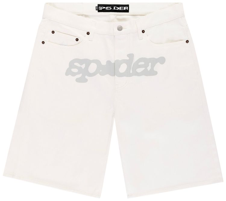 Sp5der V3 Logo Denim Short White