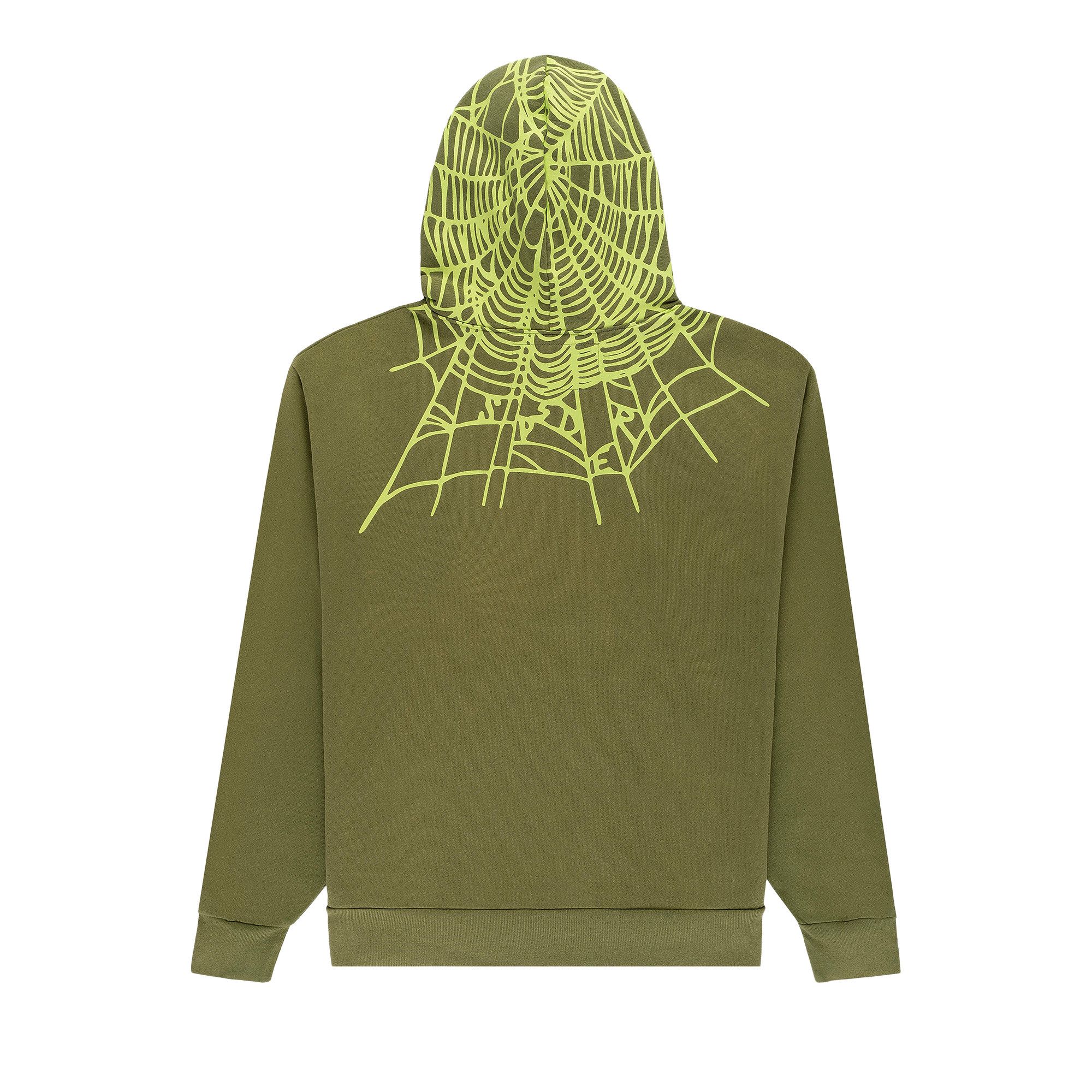 Buy Sp5der Heavy Web Hoodie 'Olive' - ST007SS25OLI | GOAT