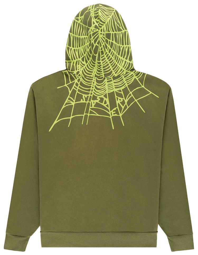 Sp5der Heavy Web Hoodie Olive