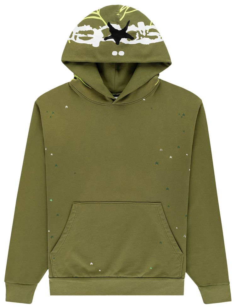 Sp5der Heavy Web Hoodie Olive