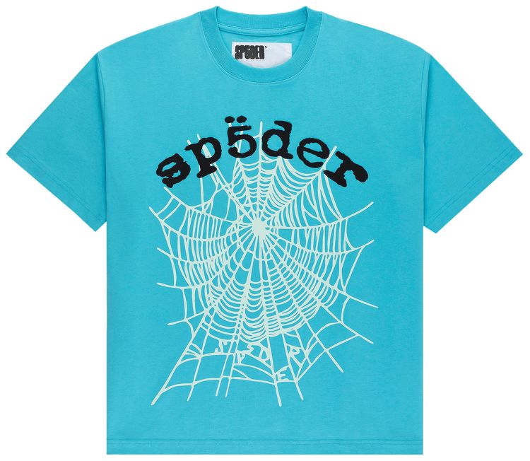 Sp5der OG Web V2 Tee Cyan