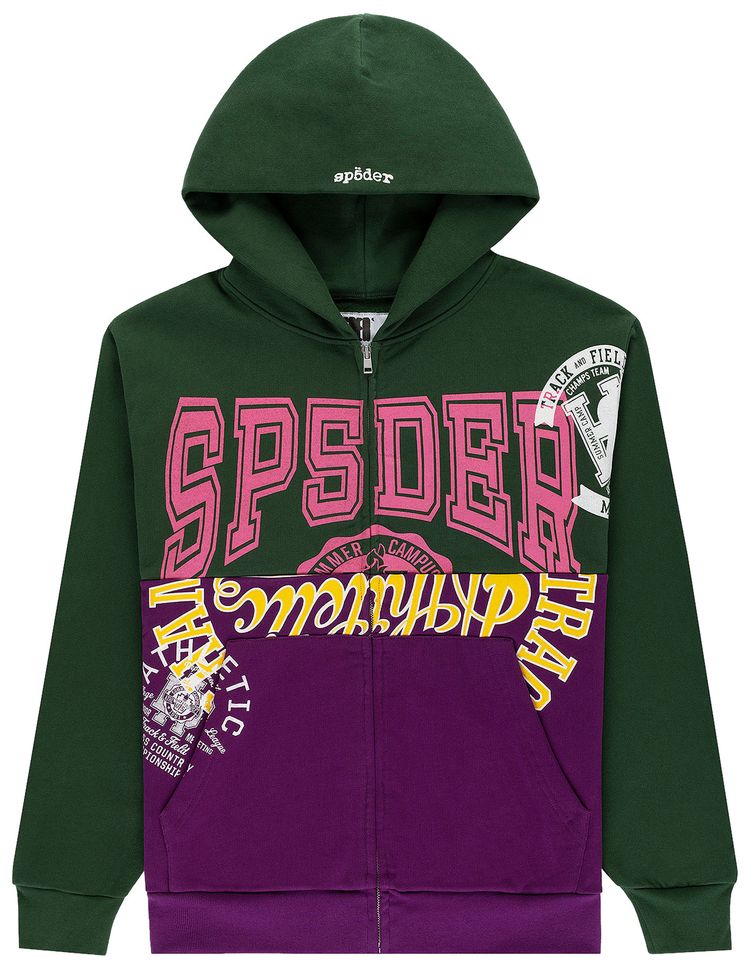 Sp5der Campers Field Zip Up Hoodie Green