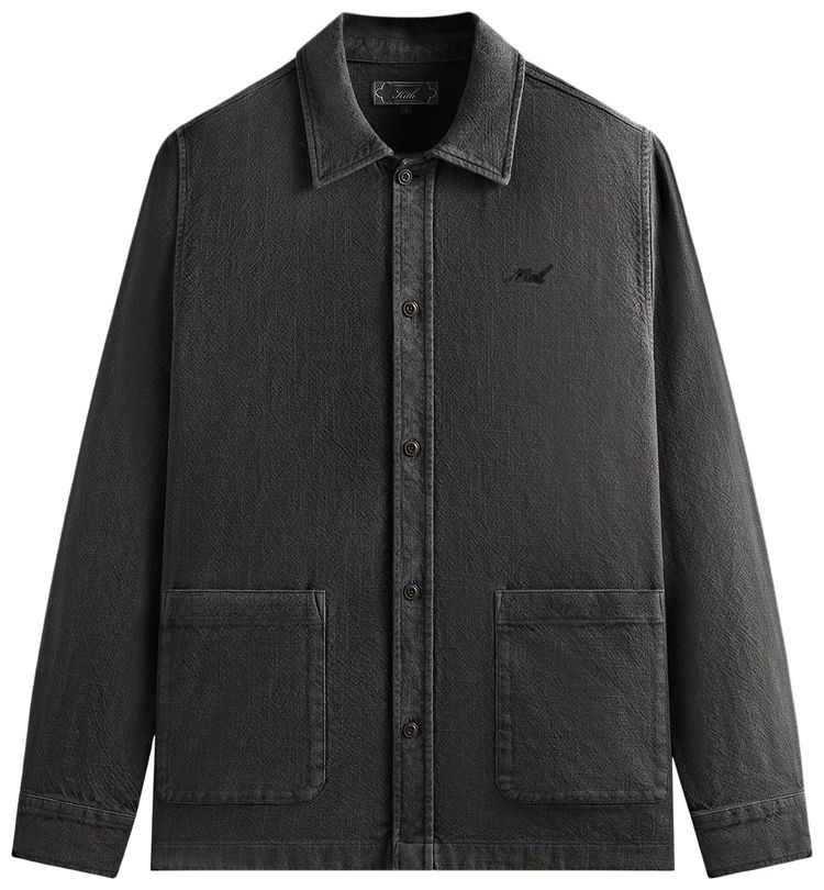Kith Soft Woven Long Sleeve Boxy Collared Overshirt Carbon