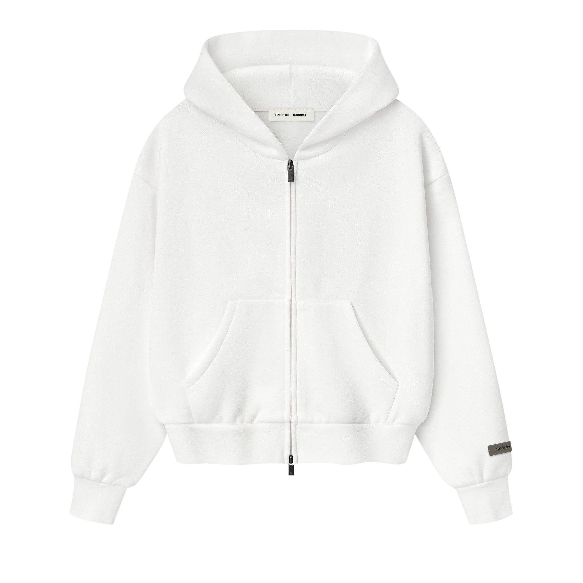 Buy Fear of God Essentials Classic Zip Up Hoodie 'Cloud White