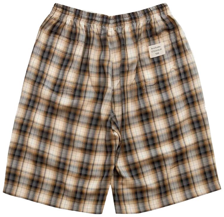 Acne Studios Plaid Skater Shorts Beige