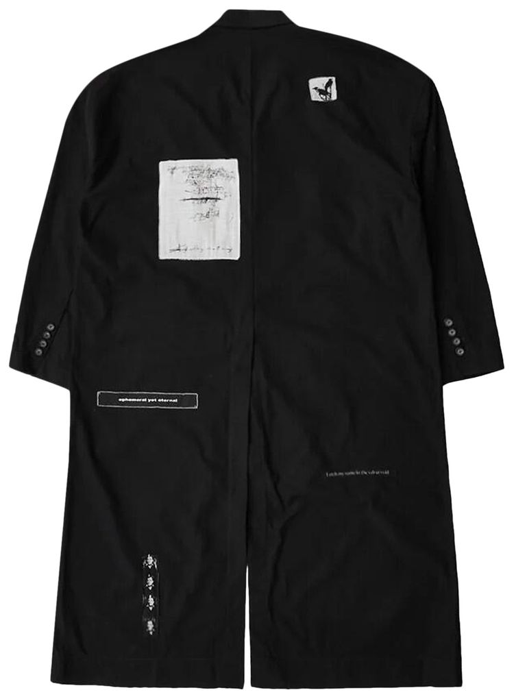 Ann Demeulemeester Dario Light Deconstructed Coat With Printed Patches Black