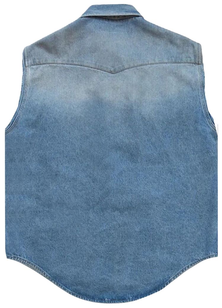 MM6 Maison Margiela Sleeveless Distressed Denim Shirt Blue