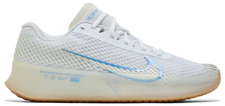 NikeCourt Air Zoom Vapor 11 HC White Light Blue Gum