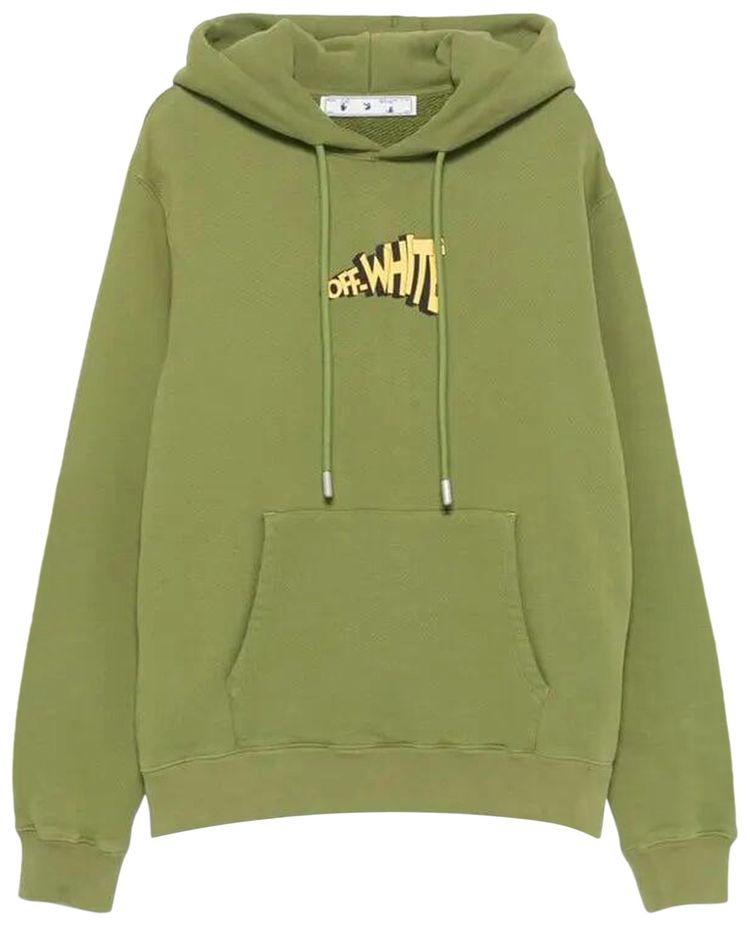 Off White Arrows Print Hoodie Green