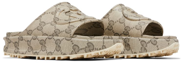 Gucci GG Slide Sandal Interlocking G   Beige Ebony