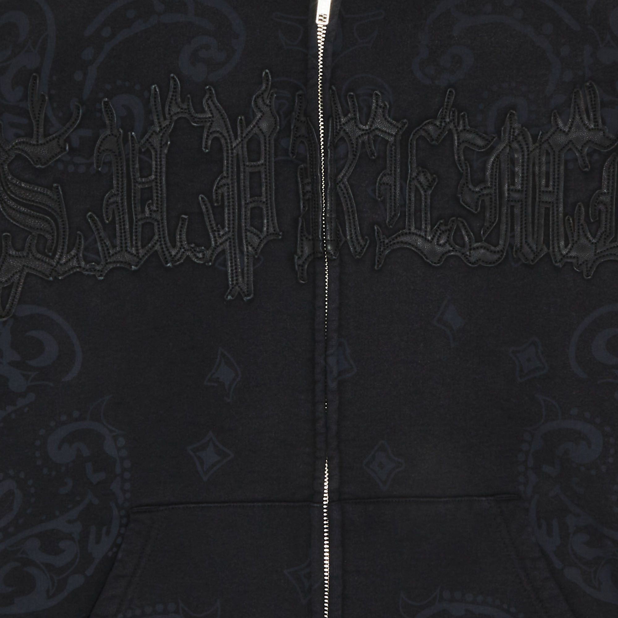 【Supreme】Leather Applique Zip Up Hooded Sweatshirt Black Supreme Leather Appliqué Zip Up Hooded Sweatshirt (SS25) - $228