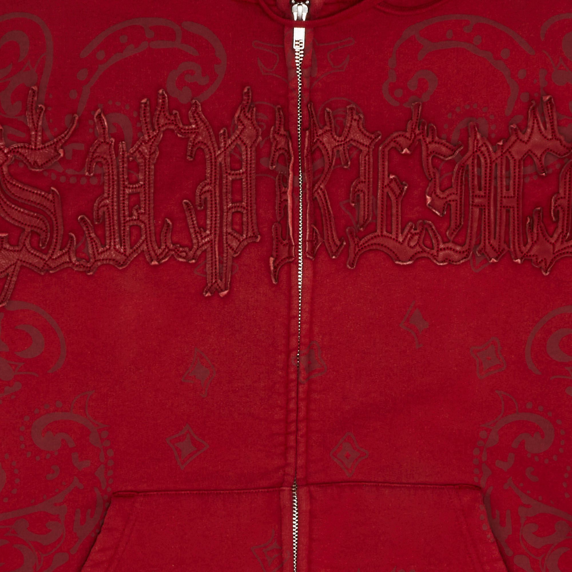 Buy Supreme Leather Appliqué Zip Up Hooded Sweatshirt 'Burnt