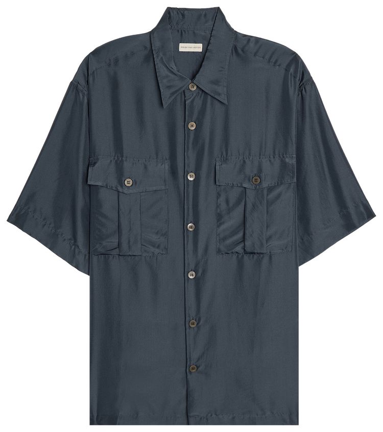 Dries Van Noten Loose Fit Breast Pockets Shirt Navy
