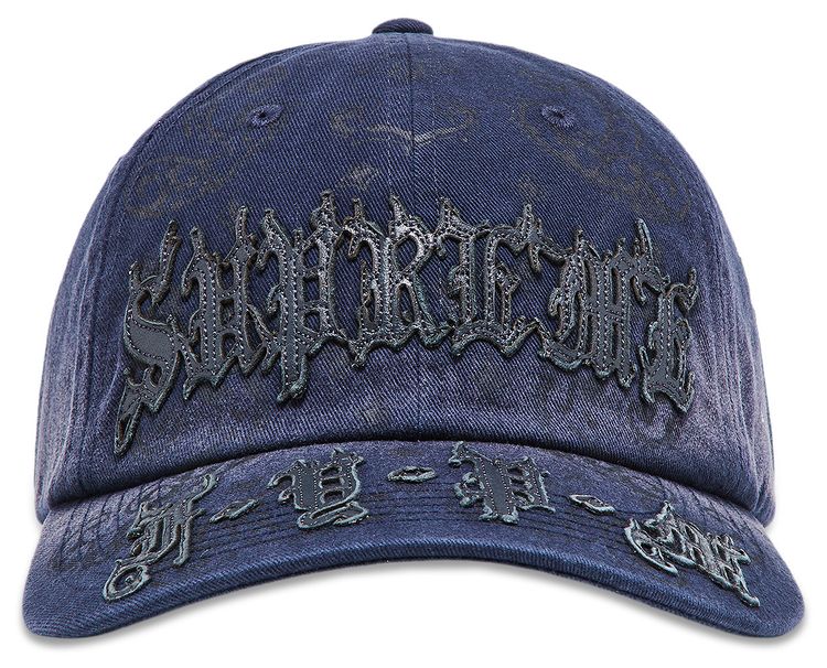 Supreme Leather Applique 6 Panel Navy