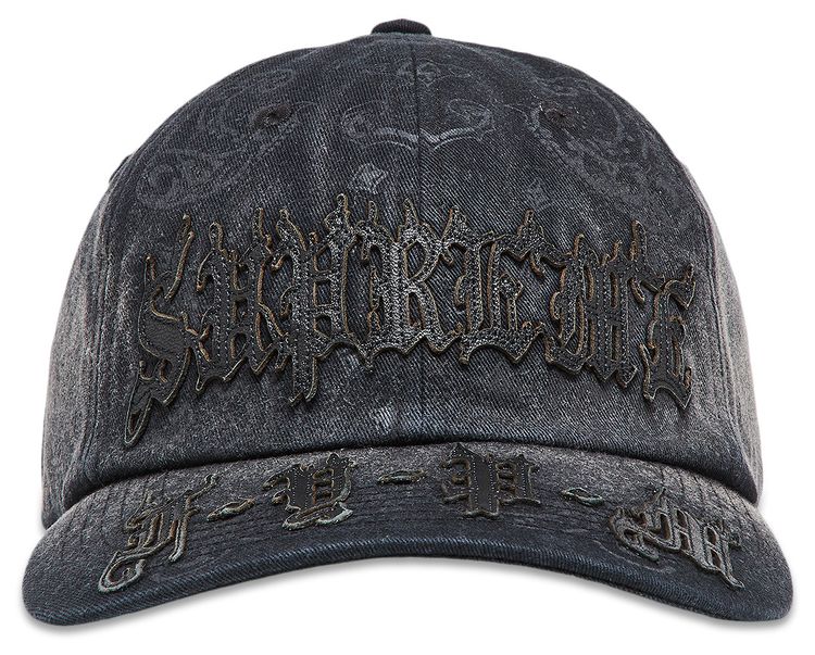 Supreme Leather Applique 6 Panel Black