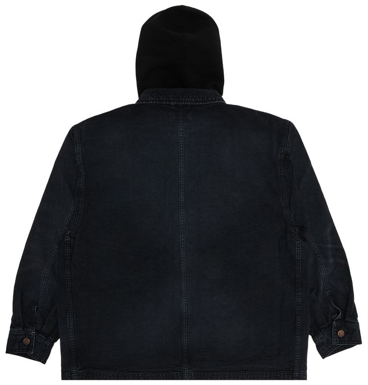 Supreme Worn Hooded Chore Coat Black