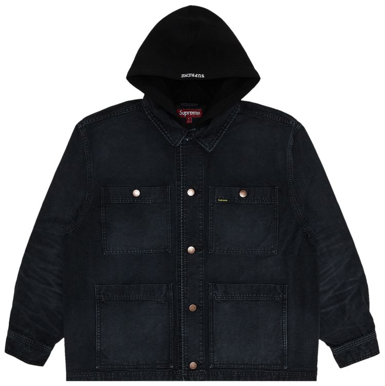 Buy Supreme Worn Hooded Chore Coat 'Black' SS25J83 BLACK GOAT