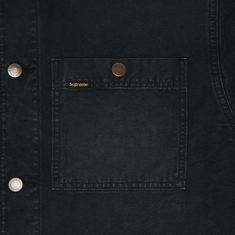 Supreme Worn Hooded Chore Coat Black