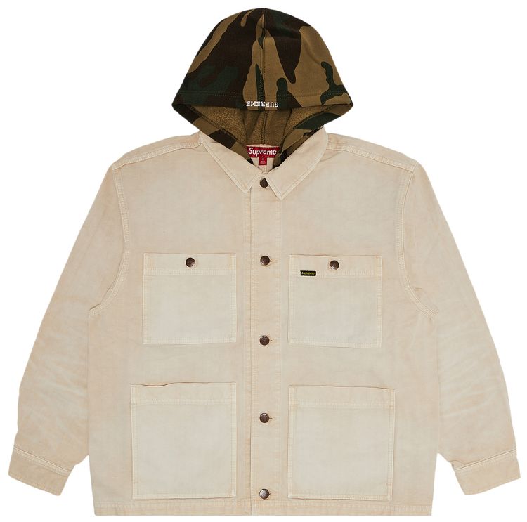 Supreme Worn Hooded Chore Coat Natural