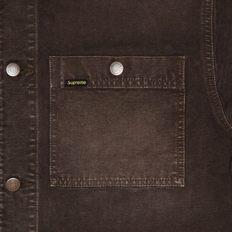 Supreme Worn Hooded Chore Coat Brown