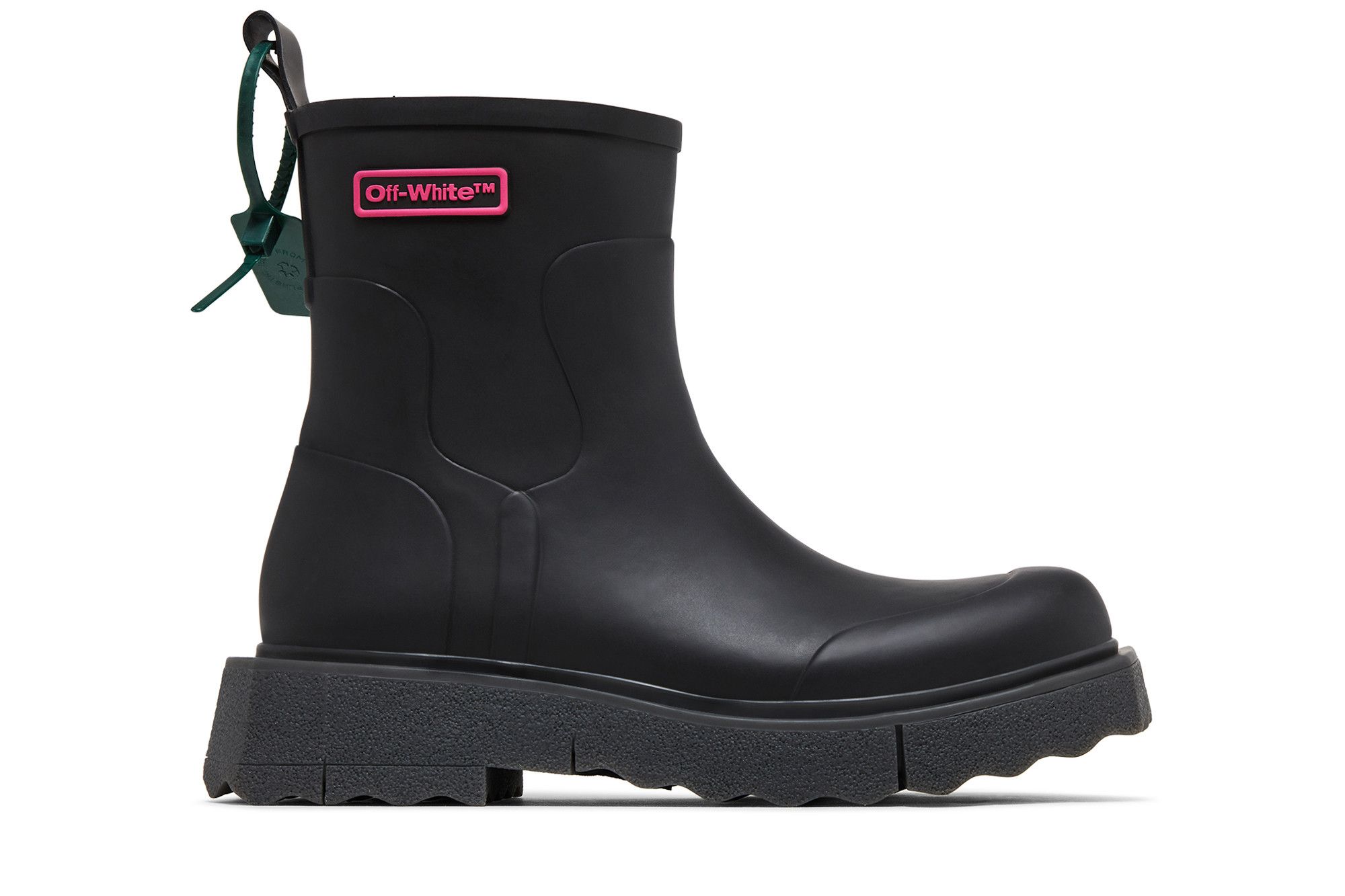 Buy Off-White Rain Boot 'Black Fuchsia' - OMID016F22MAT001