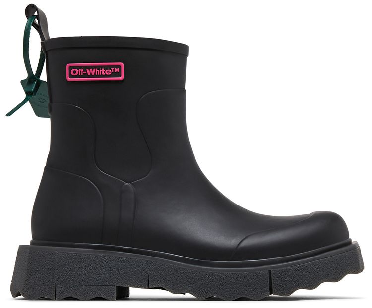 Off White Rain Boot Black Fuchsia