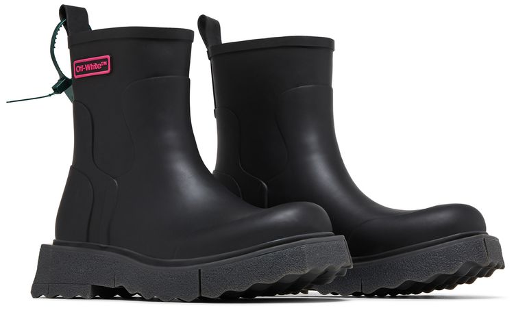 Off White Rain Boot Black Fuchsia