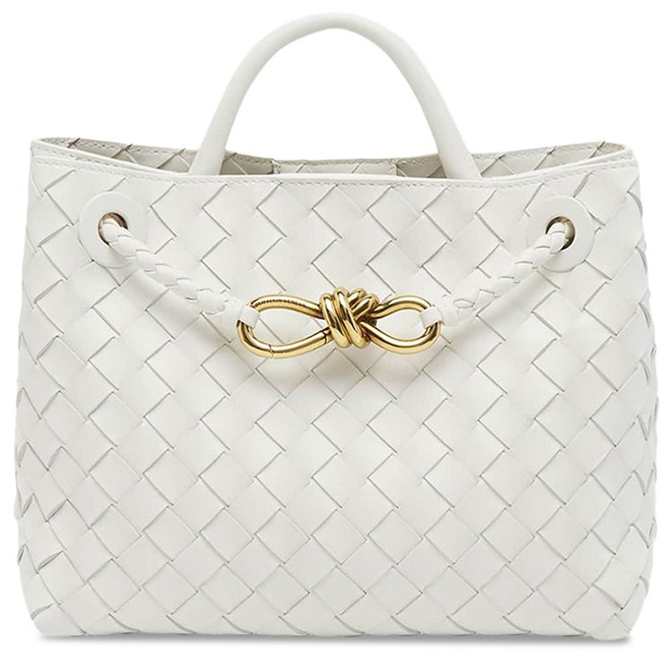 Bottega Veneta Small Andiamo Bag WhiteMedium Brass