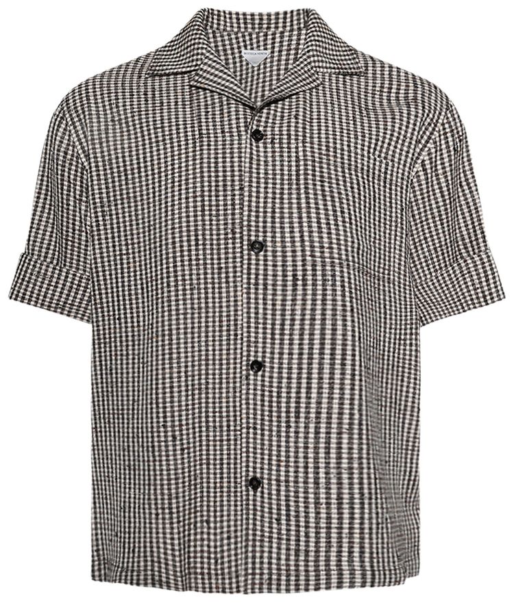 Bottega Veneta Viscose Checked Shirt TalcBrownBlack