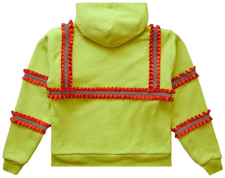 Aris Tatalovich Reflective Ruffled Construction Zip Up Hoodie Yellow