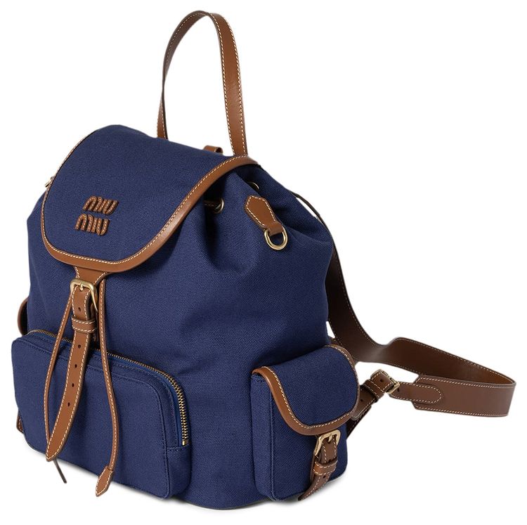 Miu Miu Canvas Backpack Cornflower BlueBrandy