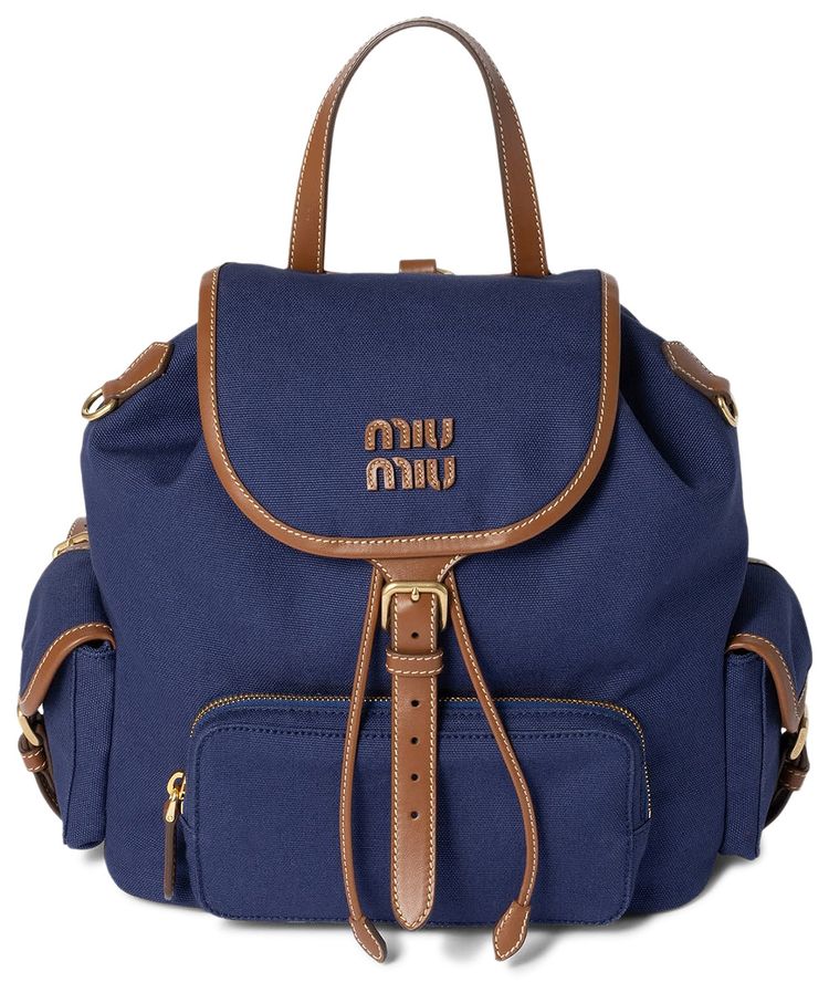Miu Miu Canvas Backpack Cornflower BlueBrandy