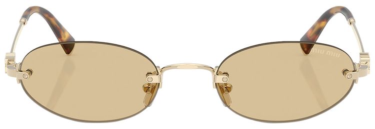 Miu Miu Oval Sunglasses Gold Yellow
