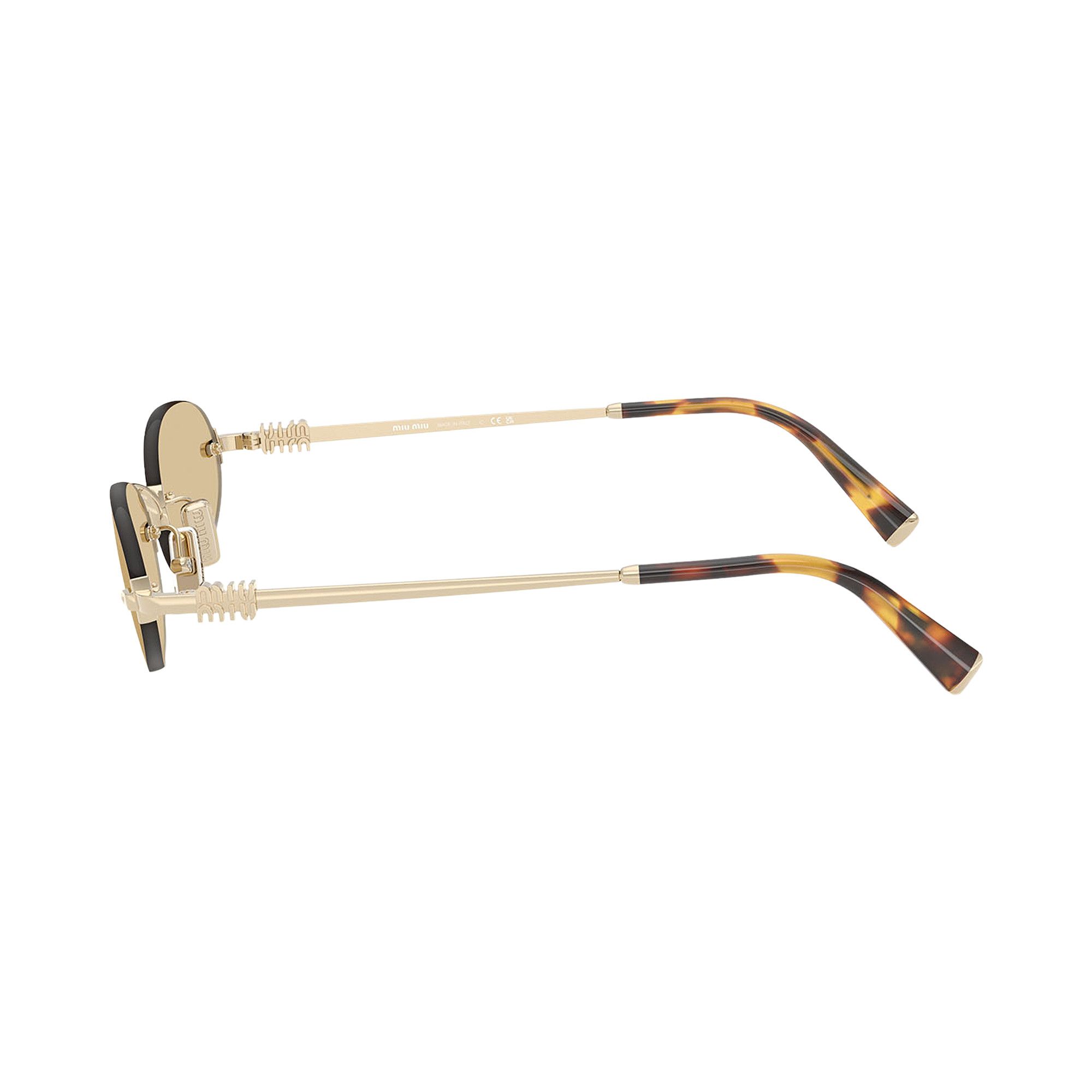 Buy Miu Miu Oval Sunglasses 'Gold Yellow' - 0MU A54S ZVN10R | GOAT CA