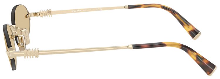 Miu Miu Oval Sunglasses Gold Yellow