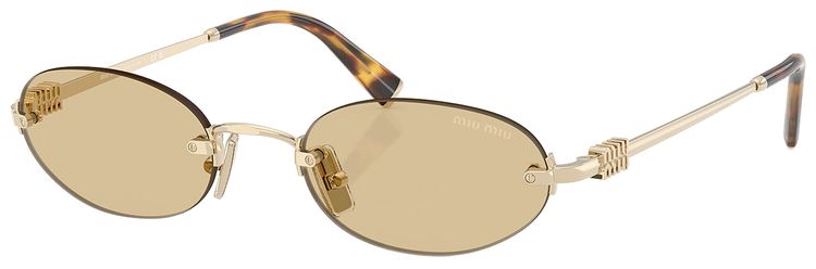 Miu Miu Oval Sunglasses Gold Yellow