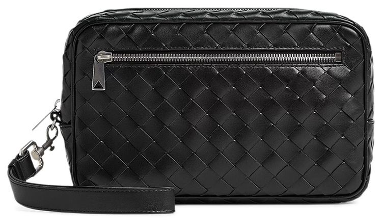 Bottega Veneta Intrecciato Wristlet Pouch BlackSilver