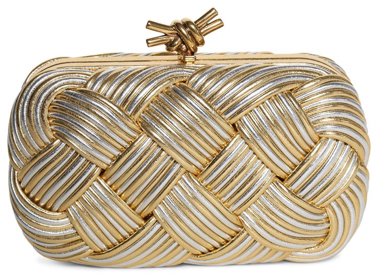 Bottega Veneta Knot Minaudiere Clutch GoldSilver